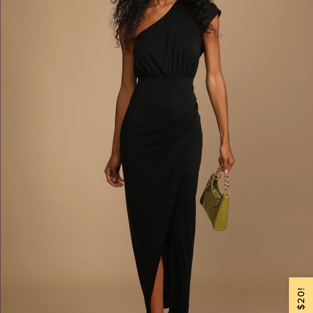 Take me out black one shoulder maxi dress